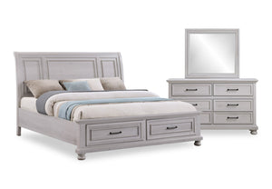 Kylie 5pc Bedroom Set with Storage Bed, Dresser & Mirror, Grey - King Size