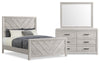 Lark 5pc Bedroom Set with Panel Bed, Dresser & Mirror, Rustic White  - Full Size