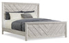 Lark Panel Bed with Headboard & Frame, Chevron Pattern, Rustic White - King Size