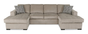 Legend 3-Piece Chenille Sleeper Sectional Sofa with Two Chaises - Platinum