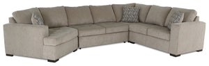 Made in Canada Legend 3-Piece Left-Facing Chenille Fabric Cuddler Sleeper Sectional - Platinum Beige