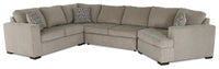 Made in Canada Legend 4-Piece Right-Facing Chenille Fabric Cuddler Sleeper Sectional - Platinum Beige 