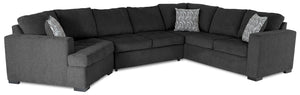 Legend 3-Piece Left-Facing Chenille Cuddler Sleeper Sectional - Pepper