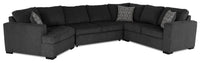 Legend 4-Piece Left-Facing Chenille Cuddler Sleeper Sectional - Pepper 