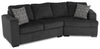 Canadian Made Legend 2-Piece Right-Facing Chenille Fabric Cuddler Sectional - Pepper Grey