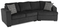 Canadian Made Legend 2-Piece Right-Facing Chenille Fabric Cuddler Sectional - Pepper Grey 