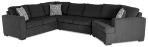 Made in Canada Legend 3-Piece Right-Facing Chenille Fabric Cuddler Sleeper Sectional - Pepper Grey