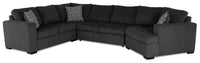 Canadian Made Legend 4-Piece Right-Facing Chenille Fabric Cuddler Sleeper Sectional - Pepper Grey 