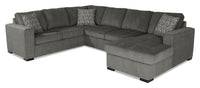 Legend 3-Piece Right-Facing Chenille Sleeper Sectional Sofa - Pewter 