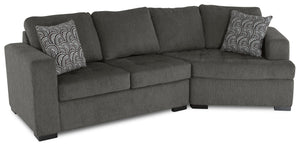 Made in Canada Legend 2-Piece Right-Facing Chenille Fabric Cuddler Sectional - Pewter Brown