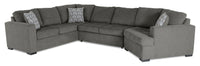 Legend 3-Piece Right-Facing Chenille Cuddler Sleeper Sectional - Pewter 