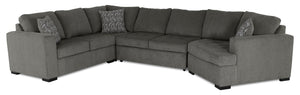 Made in Canada Legend 3-Piece Right-Facing Chenille Fabric Cuddler Sleeper Sectional - Pewter Brown