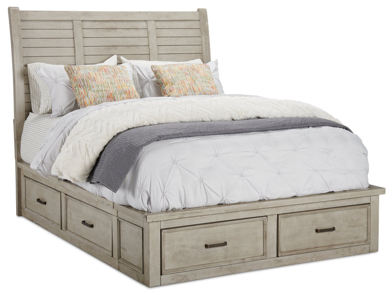 LeviPlatformStorageBedwithHeadboard&Frame,Wooden,DriftGrey-QueenSize