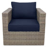 Naples Outdoor Patio Chair - Hand-Woven Resin Wicker, UV & Weather Resistant - Natural/Blue