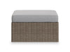 Naples Large Outdoor Patio Ottoman - Hand-Woven Resin Wicker, UV & Weather Resistant - Natural/Grey