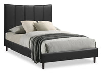 Paseo Platform Bed in Black Vegan-Leather Fabric - Full Size 