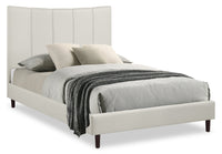 Paseo Platform Bed in Taupe Vegan-Leather Fabric - Full Size 