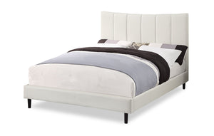 Paseo Platform Bed in Taupe Vegan-Leather Fabric - Queen Size