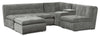 Scott Living Plaza Modular 5-Piece Grey Fabric Sectional with Storage Console, Dual Cupholders and Ottoman