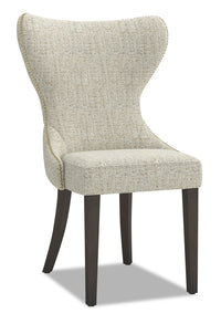 Shea Wing-Back Dining Chair with Linen-Look Fabric, Wood - Ivory 