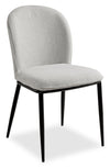 Ace Dining Chair with Linen-Look Fabric, Metal - Grey