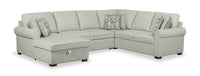 Haven 4-Piece Chenille Left-Facing Sleeper Sectional - Seafoam 