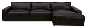 Sedona 3-Piece Genuine Leather Right-Facing Modular Sectional - Chocolate