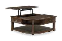 Weston 38” Traditional Lift Top Coffee Table with Storage and Casters - Brown Elm 