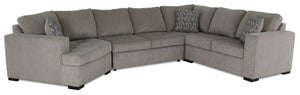 Made in Canada Legend 4-Piece Left-Facing Chenille Fabric Cuddler Sleeper Sectional - Platinum Beige