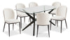 Ace 7pc Dining Set with Table & 6 Chairs, Glass Top, 63