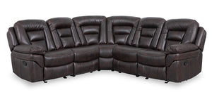 Leo 5-Piece Leath-Aire® Fabric Reclining Sectional - Walnut