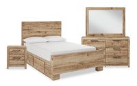 Derekson 6-Piece Queen Bedroom Set with Underbed Storage Bed - Natural 