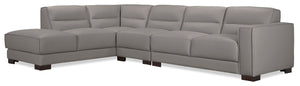 Citadel 3-Piece Left-Facing Top-Grain Genuine Leather Sectional with Rubberwood Legs - Grey