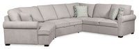 Scott Living Haven 3-Piece Left-Facing Chenille Fabric Cuddler Sleeper Sectional - Grey 