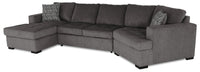 Legend 3-Piece Right-Facing Chenille Cuddler Sleeper Sectional with Chaise - Pewter 