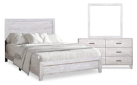 Arbor 5pc Bedroom Set with Panel Bed, Dresser & Mirror, Driftwood White  - Queen Size 