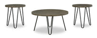 Sybil 34” Modern 3-Pack Round Coffee + 2 End Tables - Grey 