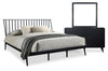 Milan 5pc Bedroom Set with Bed, Dresser & Mirror, Mid-Century Modern, Black - King Size