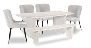 Lexi 6-Piece Dining Set - Taupe and White