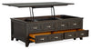 Hanson 50” Traditional Pine Lift Top Coffee Table with Storage and Casters - Graphite