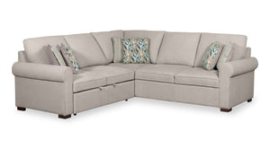 Scott Living Haven 3-Piece Left-Facing Grey Chenille Fabric Sleeper Sectional