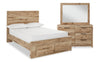 Derekson 5pc Bedroom Set with Storage Bed, Dresser & Mirror, Natural - Full Size