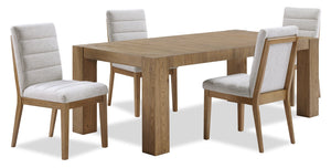 Lotus 5pc Dining Set with Table & 4 Fabric Chairs, Wood, 82