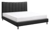 Paseo Platform Bed in Black Vegan-Leather Fabric - King Size