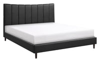 Paseo Platform Bed in Black Vegan-Leather Fabric - King Size 