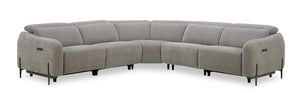 Caprice 5-Piece Power Reclining Sectional with Power Headrests - Truffle