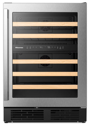 Hisense 4.9 Cu. Ft. 46-Bottle Dual-Zone Wine Cooler with Wi-Fi - Stainless Steel - HWD046N6SS