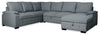 Chelsea 4-Piece Right-Facing Linen-look Fabric Sleeper Sectional with Storage Chaise - Grey