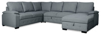 Chelsea 4-Piece Right-Facing Linen-look Fabric Sleeper Sectional with Storage Chaise - Grey 