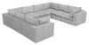 Fusion Modular 8-Piece Silver Grey Chenille Fabric Sectional with Removable Feather Down Back Cushions